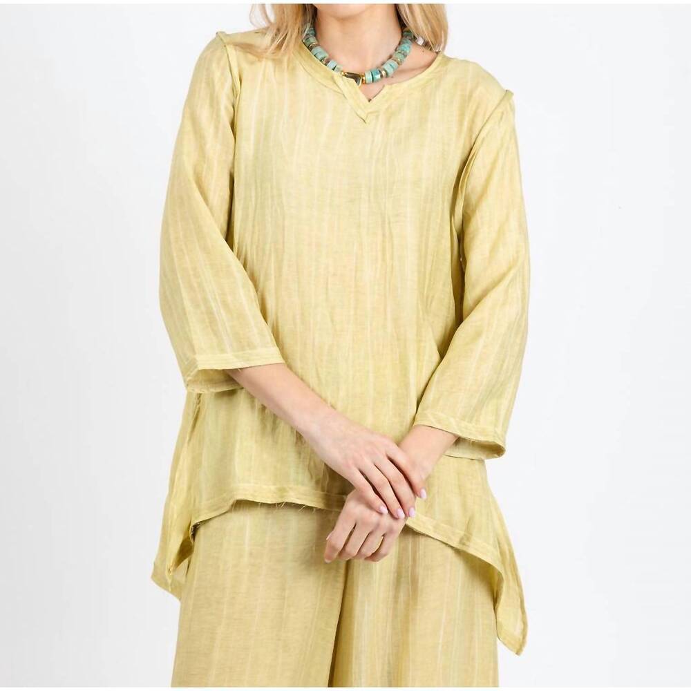 NEW OZAI N KU aida v-neck tunic in yellow